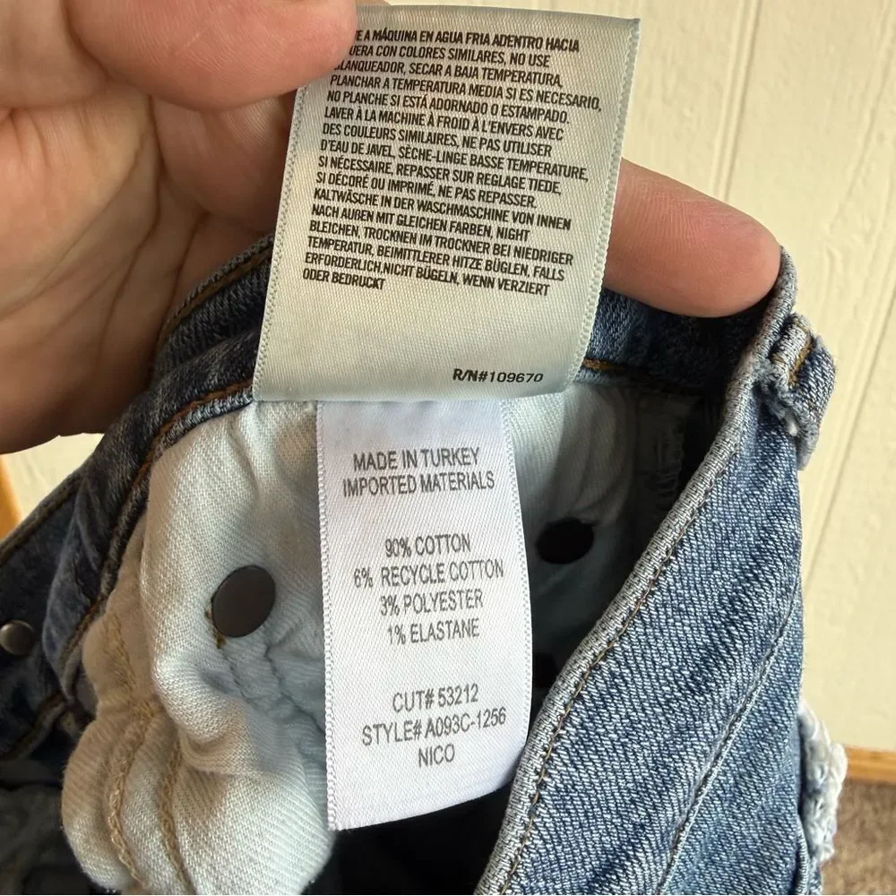 Agolde Nico High Rise Slim Shoreline Distressed Jeans size 28